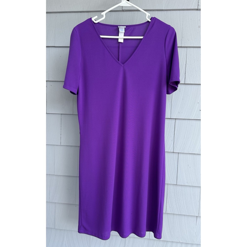 Vintage Malizia by La Perla Purple V-Neck Sheath Dress Italy Size 44 (US 8/10) - Picture 1 of 4